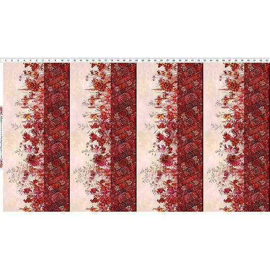 Allure by Jason Yenter - Red Floral Border Garden Stripe