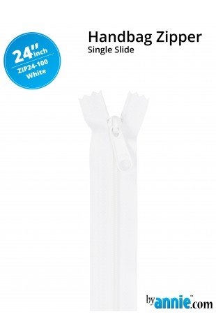 24" Handbag Zippers Single Slide From ByAnnie - White image