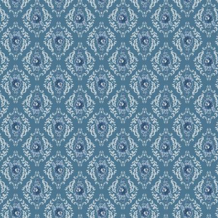 Lakeland Blues by Poppie Cotton - Rose Damask Dark