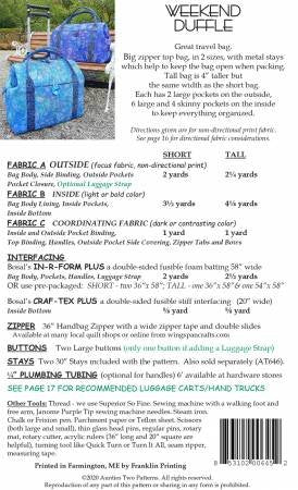 Aunties Two Weekend Duffle Pattern image 1