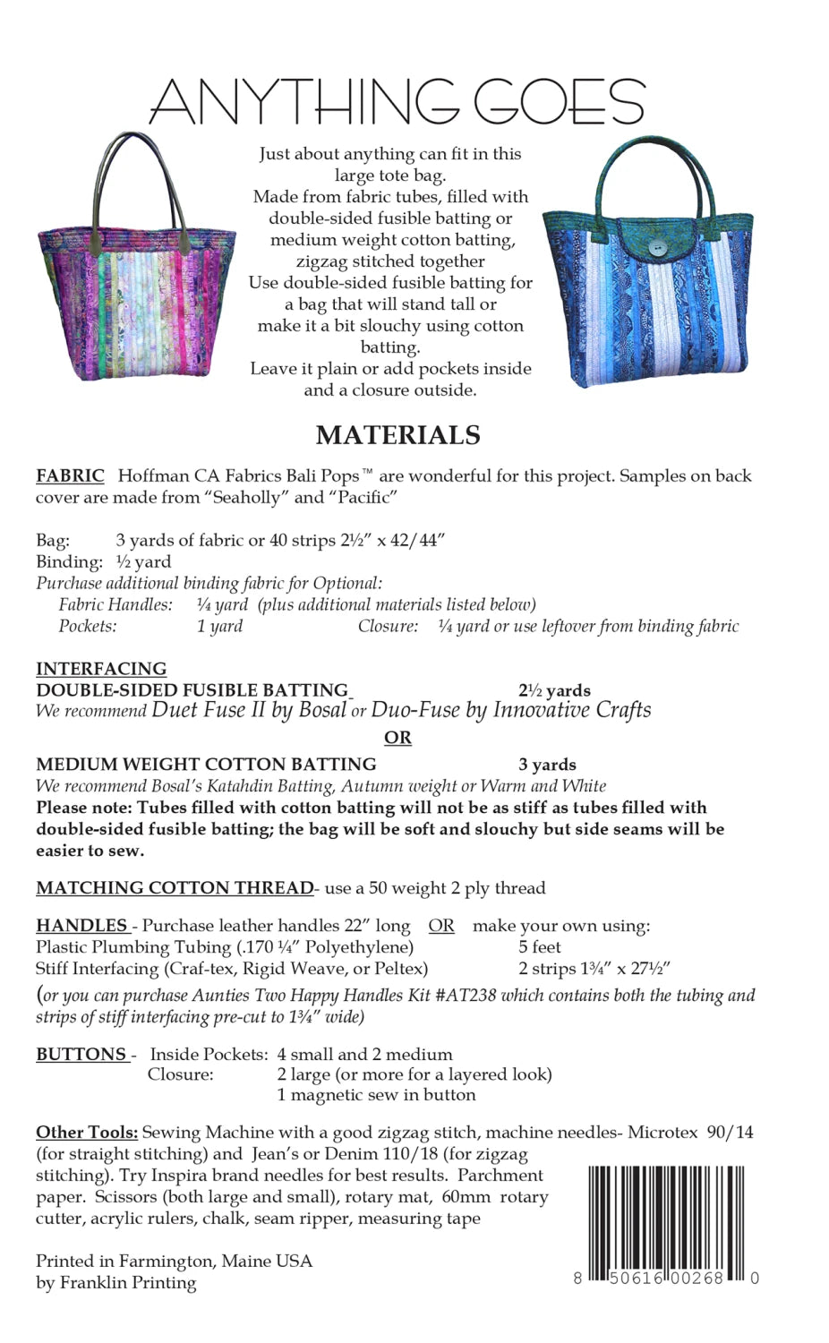 Anything Goes - Aunties Two Bag Pattern
