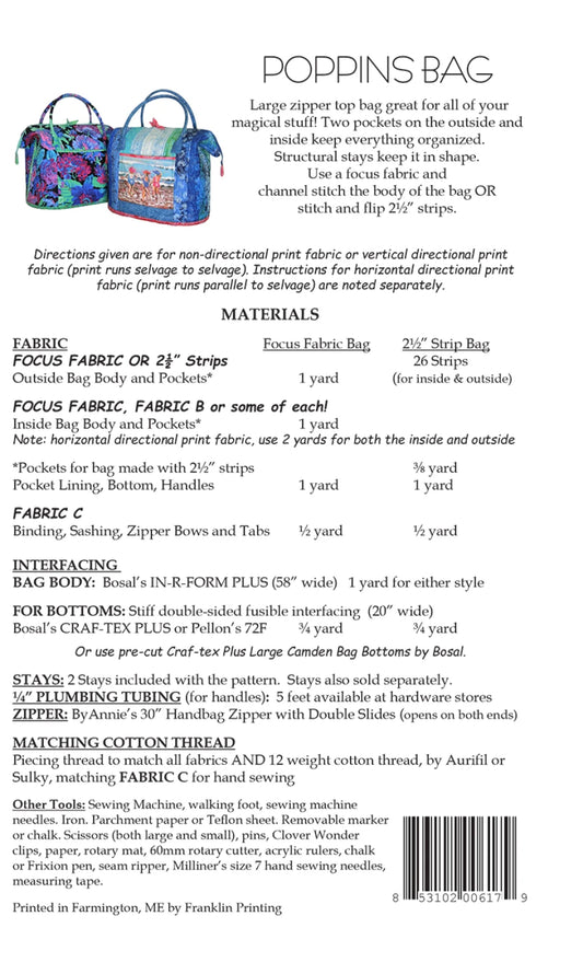 Aunties Two Poppins Bag Pattern