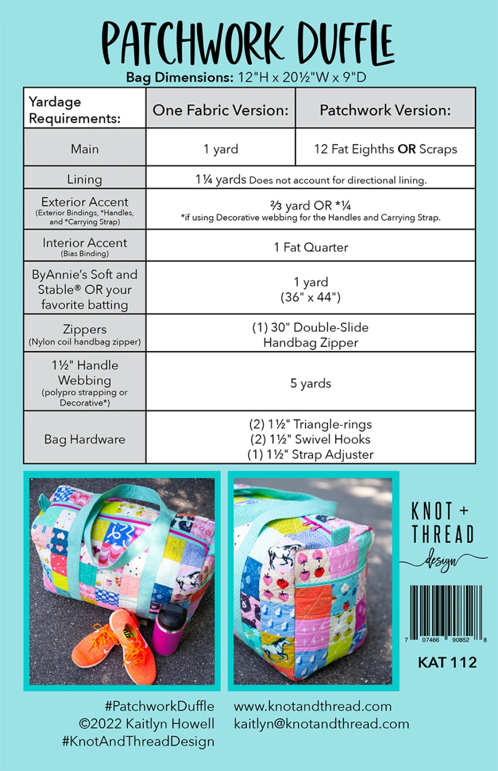 Patchwork Duffle Pattern by Knot & Thread