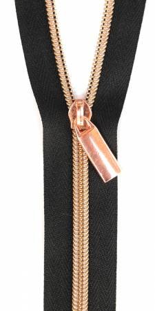 Black & Rose Gold Coil Zippers: 3 Yards with 9 Pulls by Sallie Tomato image 0