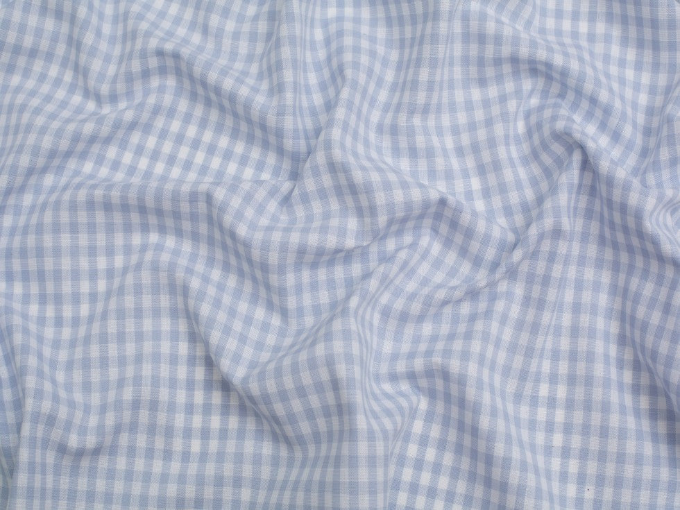Light Blue/white Yarn Dyed Small Gingham Check from Kobenz by Modelo Fabrics