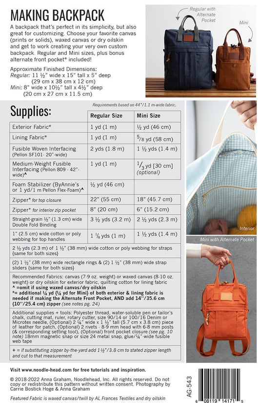 Making Backpack Pattern by Noodlehead image 1