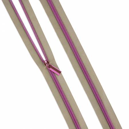 Beige #5 Nylon Tula Pink Coil Zipper 3yds and 9 Pulls by Sallie Tomato image 0