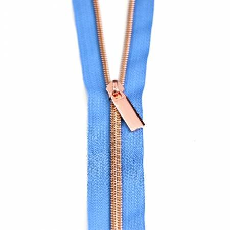Blue Jean & Rose Gold Coil Zippers: 3 Yards with 9 Pulls by Sallie Tomato image 0
