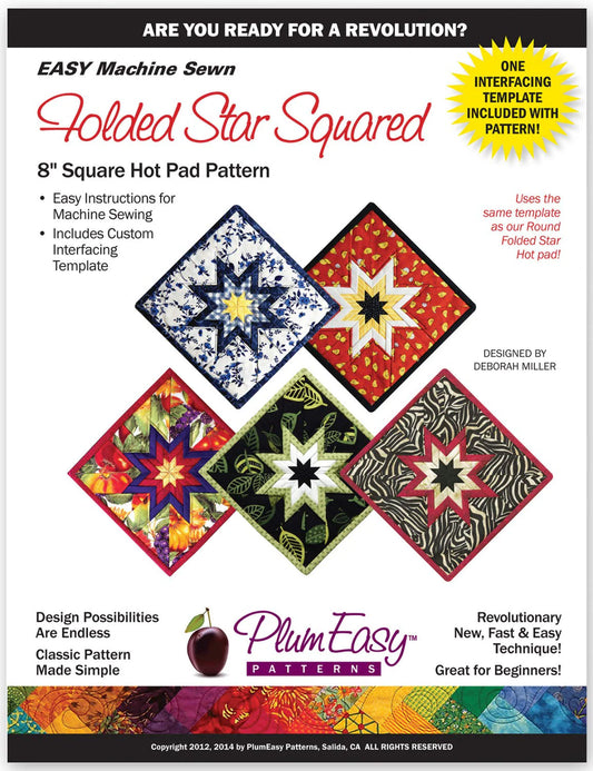 Plum Easy 8" Folded Star Hot Pad Pattern - Square image 0