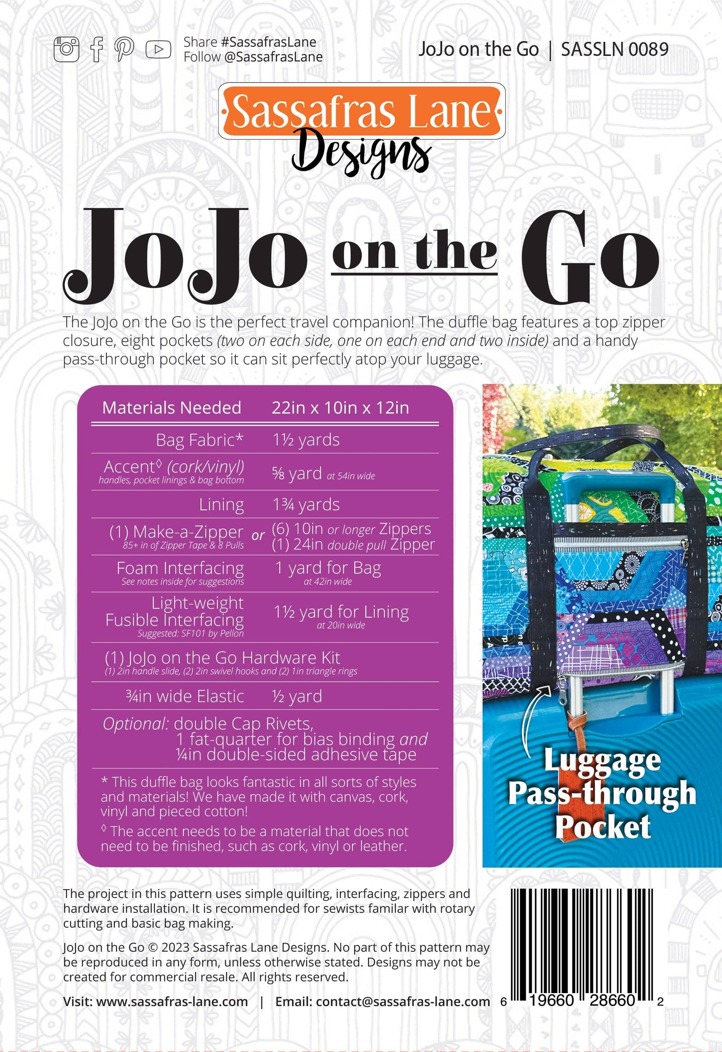 JoJo on the Go Duffle Bag Pattern