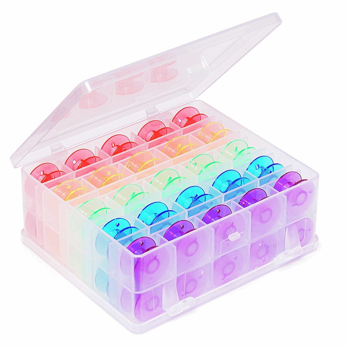 Hemline Double Sided Bobbin Box with 50 Plastic Bobbins image 1