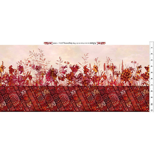 Allure by Jason Yenter - Red Floral Border Garden Stripe