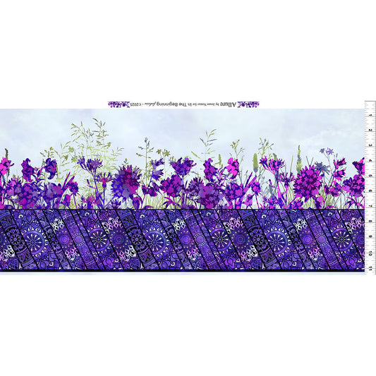 Allure by Jason Yenter - Purple Floral Border Garden Stripe
