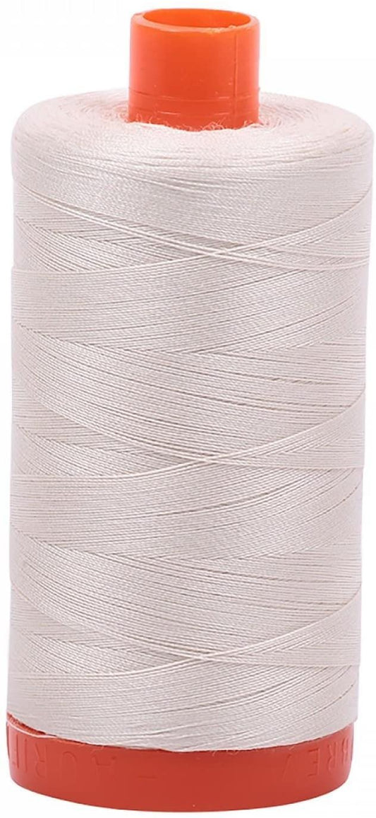 Aurifil 50Wt 100% Mako Cotton Thread Silver White image 0
