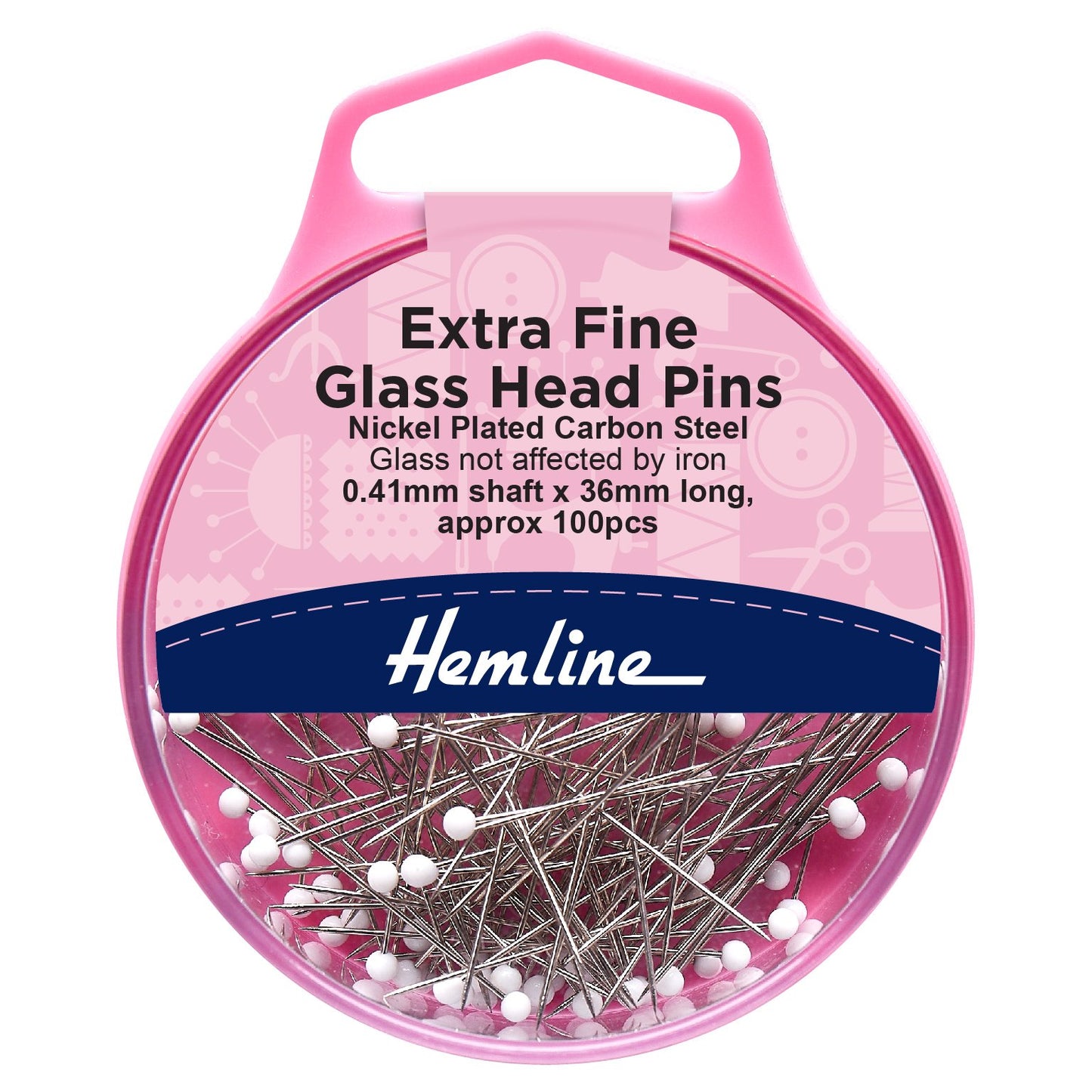 Hemline Glass Head Pins - Extra Fine 100 pieces image 0