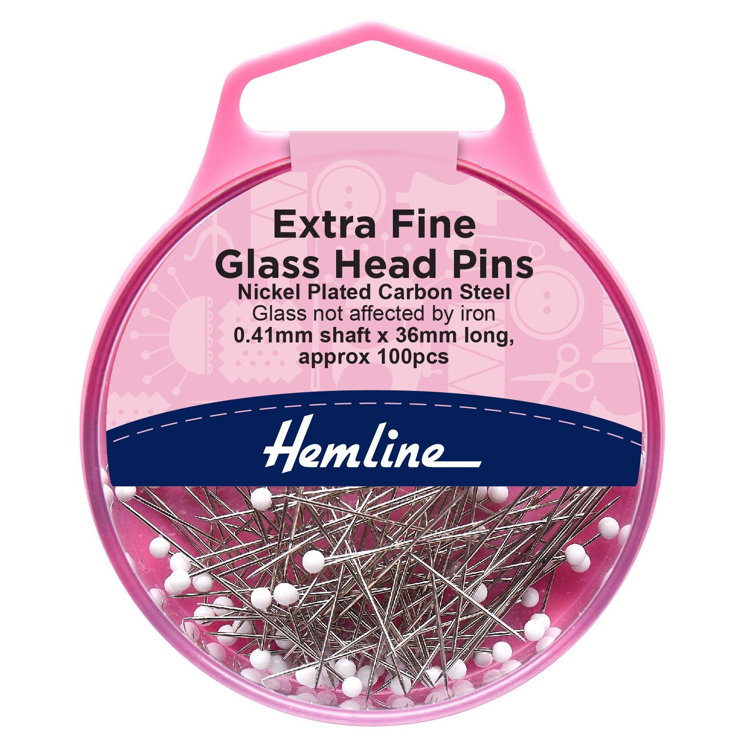 Hemline Glass Head Pins - Extra Fine 100 pieces image 0