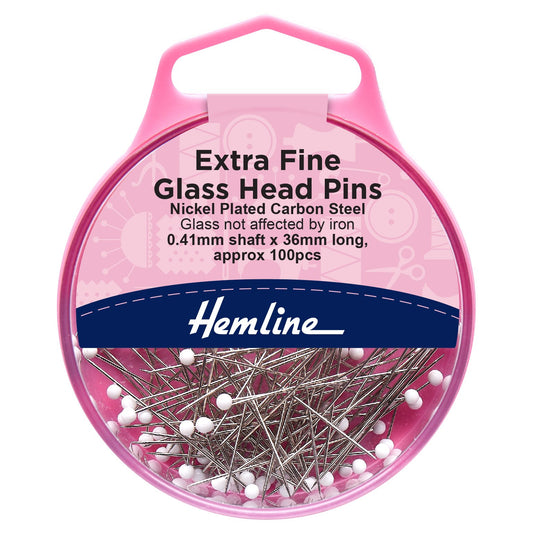 Hemline Glass Head Pins - Extra Fine 100 pieces image 0
