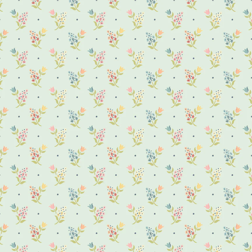 Wildwood Dwellings by Poppie Cotton - Sprigs And Tulips Light Teal image 0
