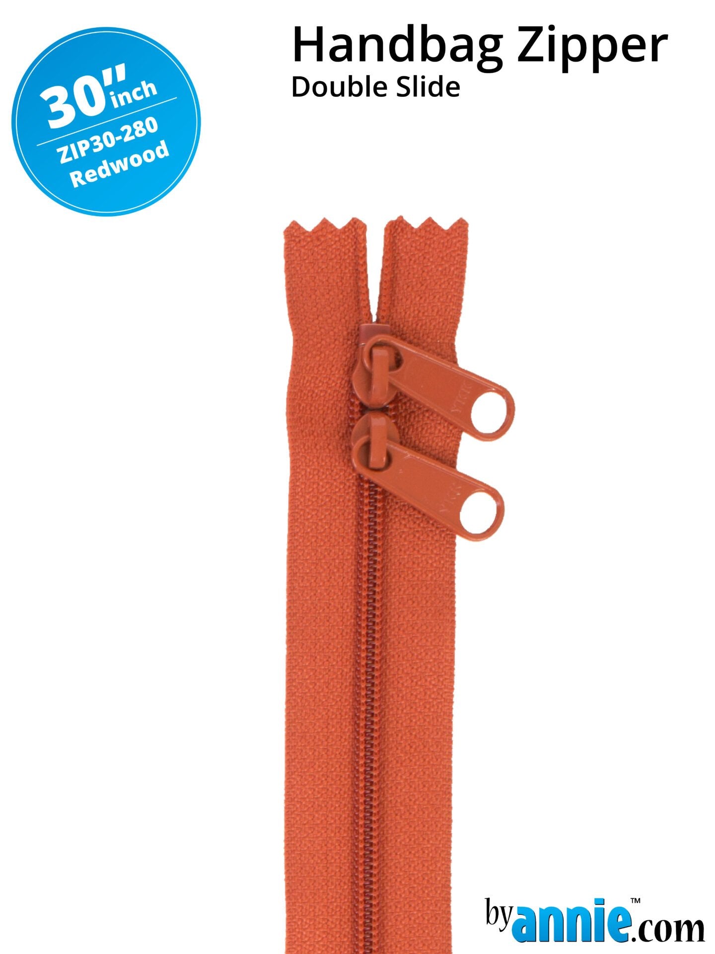 30" Handbag Zippers Double Slide - Redwood image 0