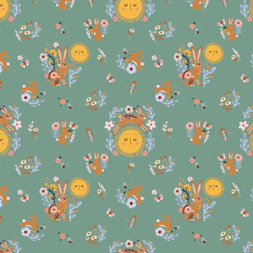 Hide and Seek by Poppie Cotton - Sunny Bunnies Green image 0