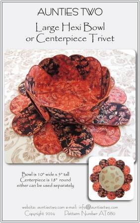 Aunties Two Large Hexi Bowl or Centrepiece Trivet Pattern image 0