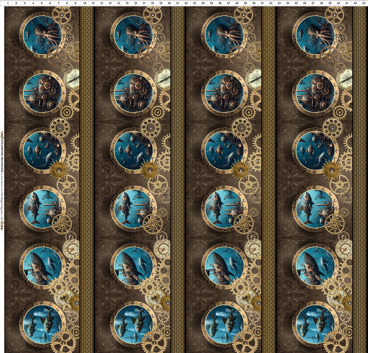 Steampunk Menagerie by Jason Yenter - Border Fabric