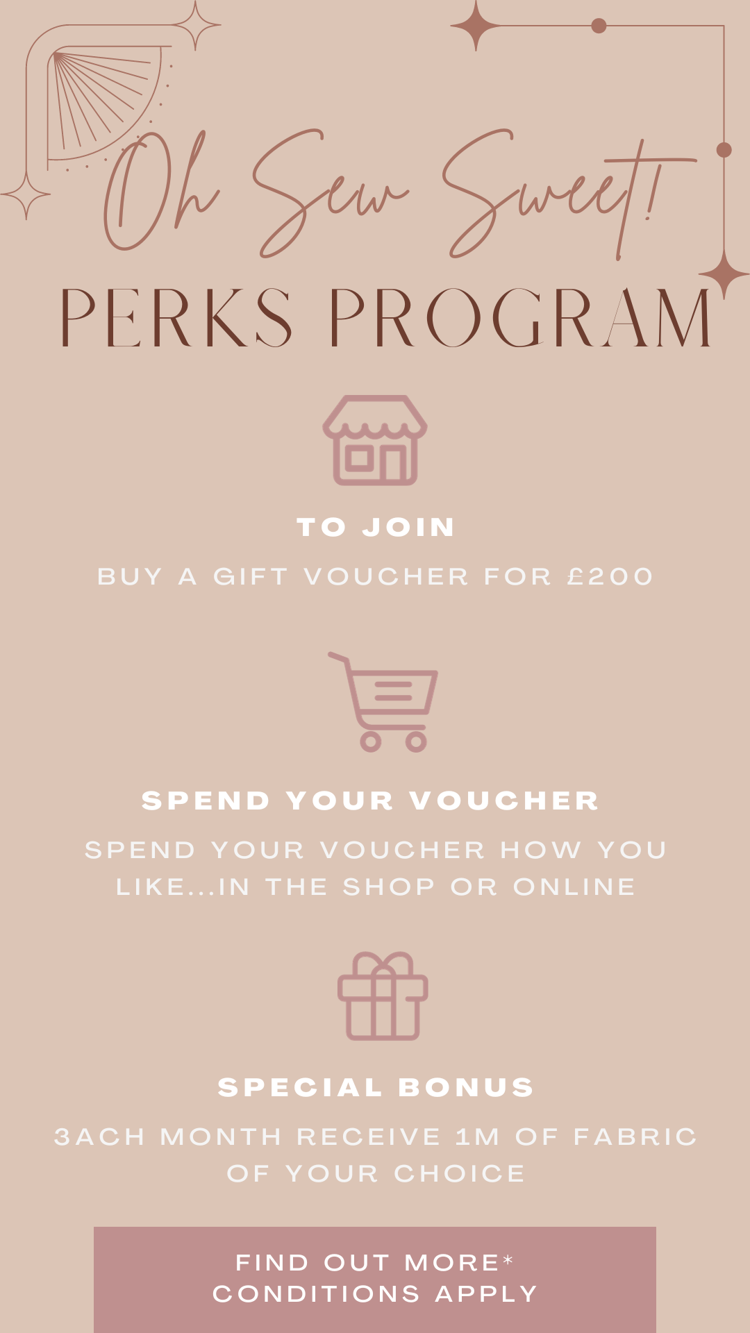 Oh Sew Sweet 50% free PERKS Program - £200 image 0