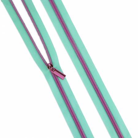 Raindrop #5 Nylon Tula Pink Coil Zipper 3yds and 9 Pulls by Sallie Tomato image 0