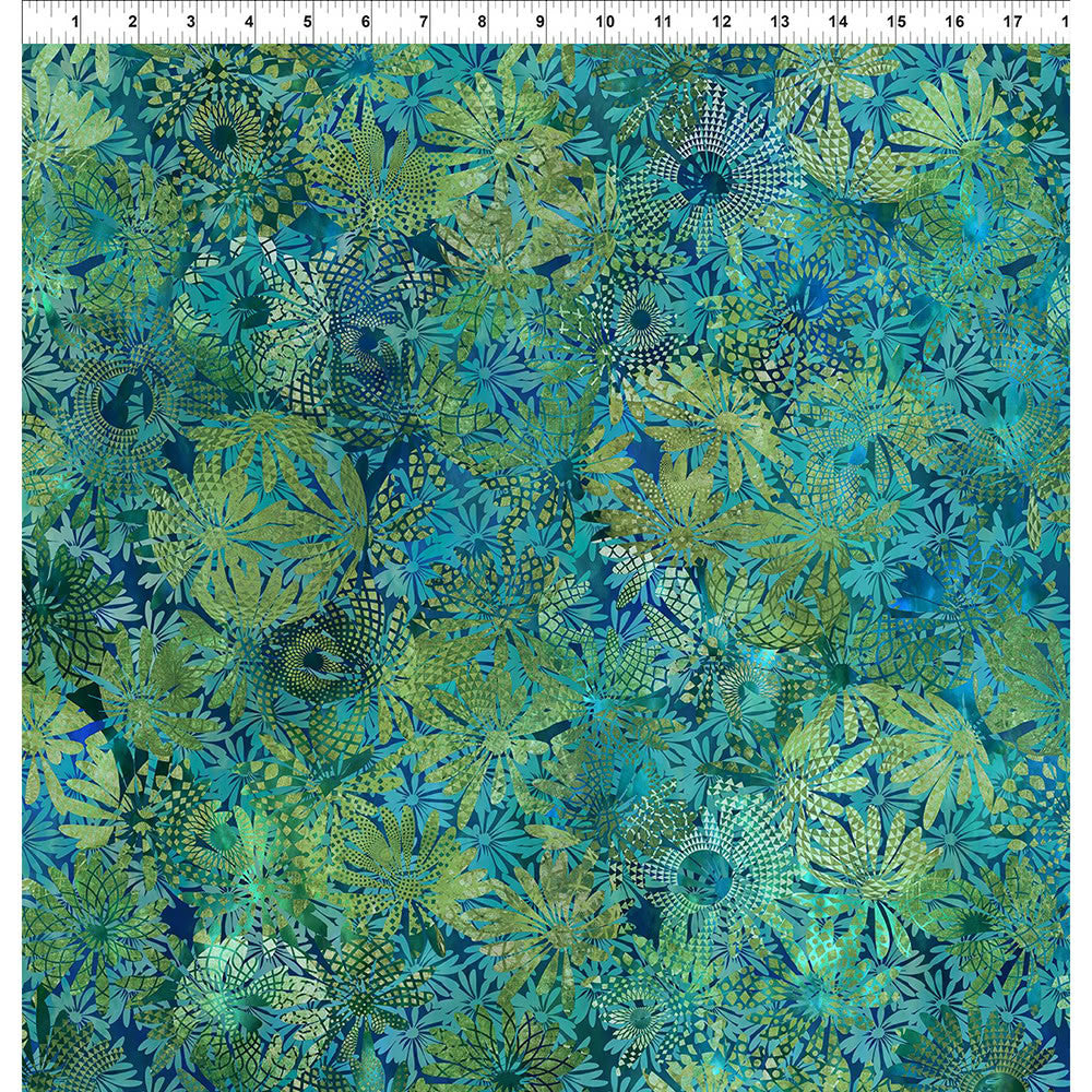 Allure by Jason Yenter - Blue Exotic Flower Blooms Collage