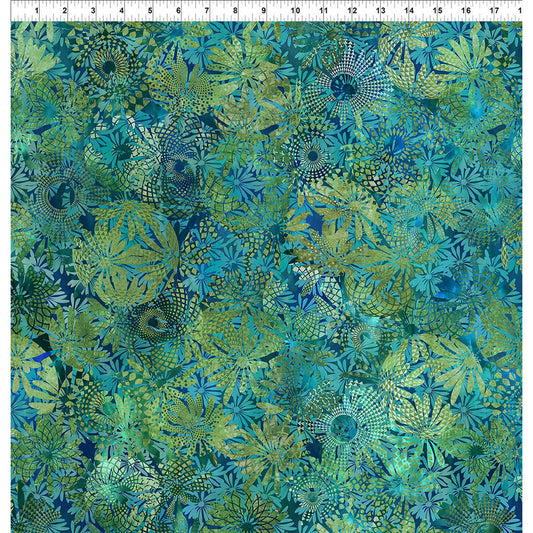 Allure by Jason Yenter - Blue Exotic Flower Blooms Collage