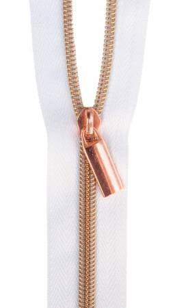 White #5 Nylon Rose Gold Coil Zippers: 3 Yards with 9 Pulls by Sallie Tomato image 0