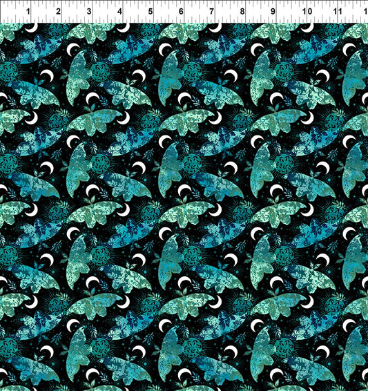 La Luna by Jason Yenter - Teal Moths & Moons