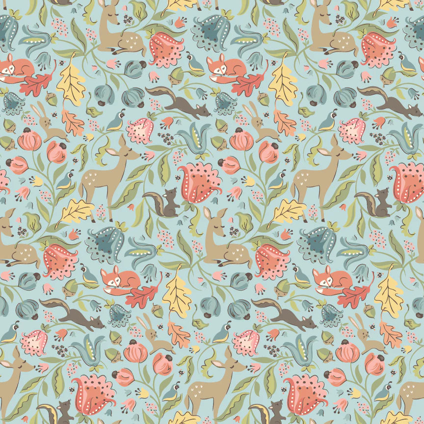 Wildwood Dwellings by Poppie Cotton - Deer Meadow Light Teal image 0