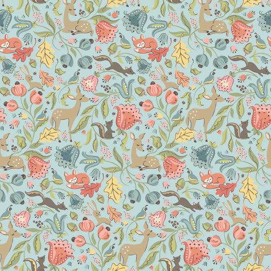Wildwood Dwellings by Poppie Cotton - Deer Meadow Light Teal image 0