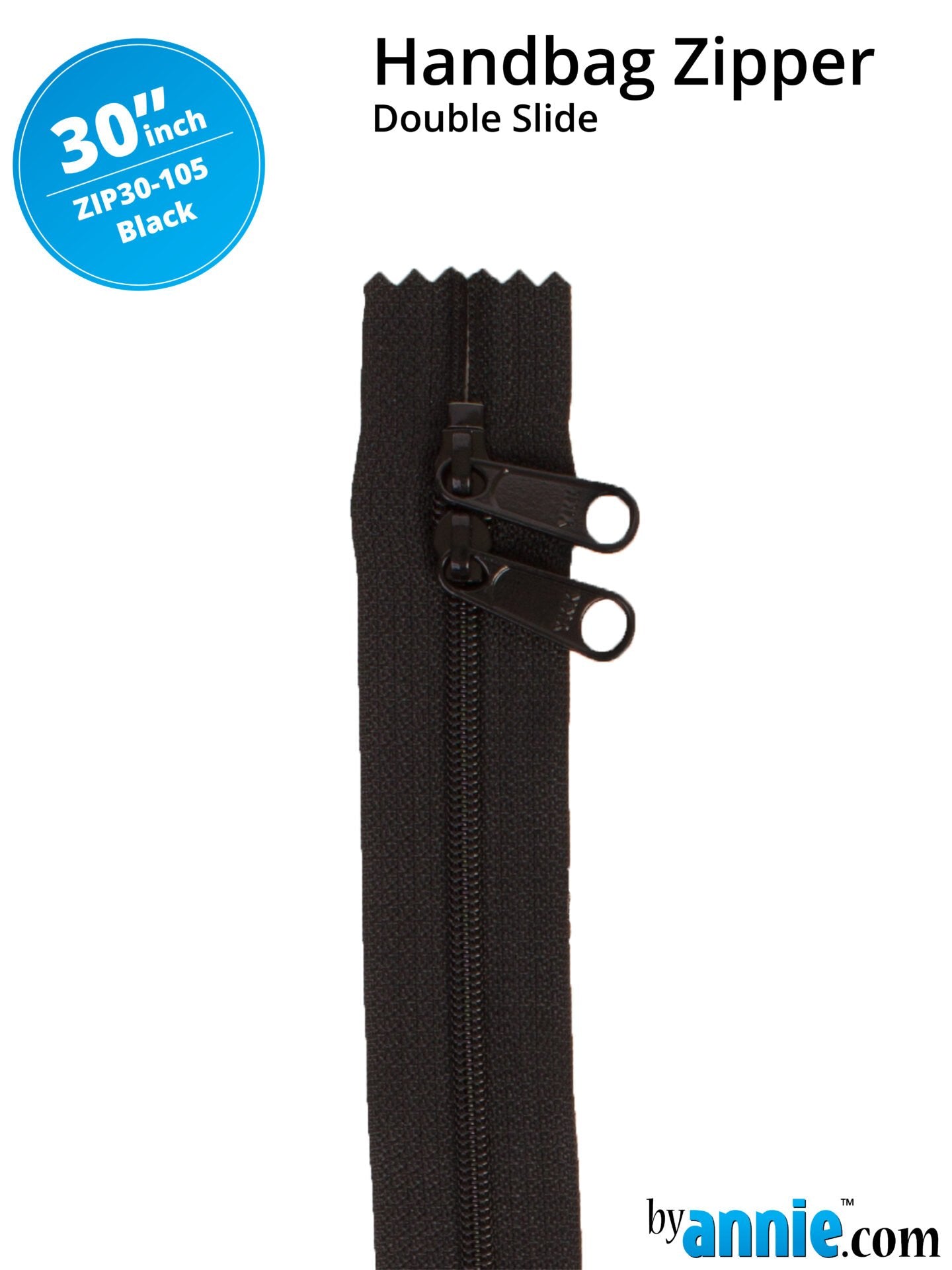 30" Handbag Zippers Double Slide - Black image 0