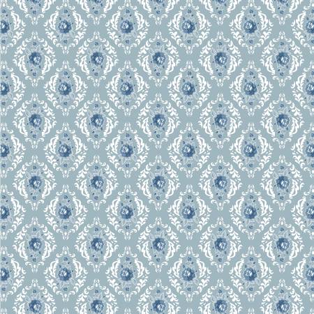 Lakeland Blues by Poppie Cotton - Rose Damask Medium