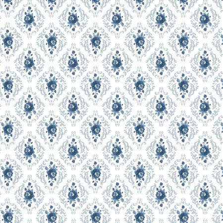 Lakeland Blues by Poppie Cotton - Rose Damask Light