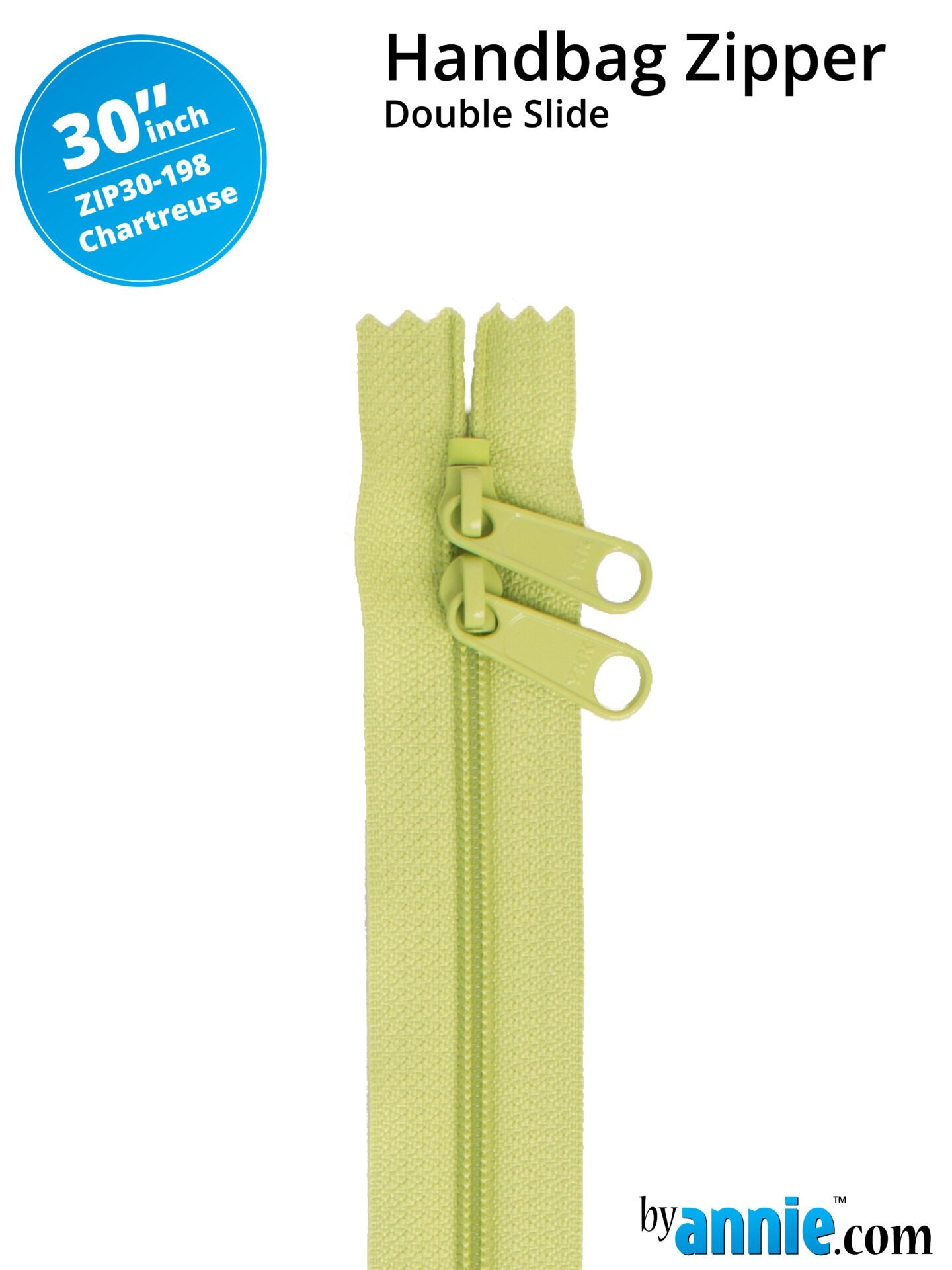 30" Handbag Zippers Double Slide - Chartreuse image 0