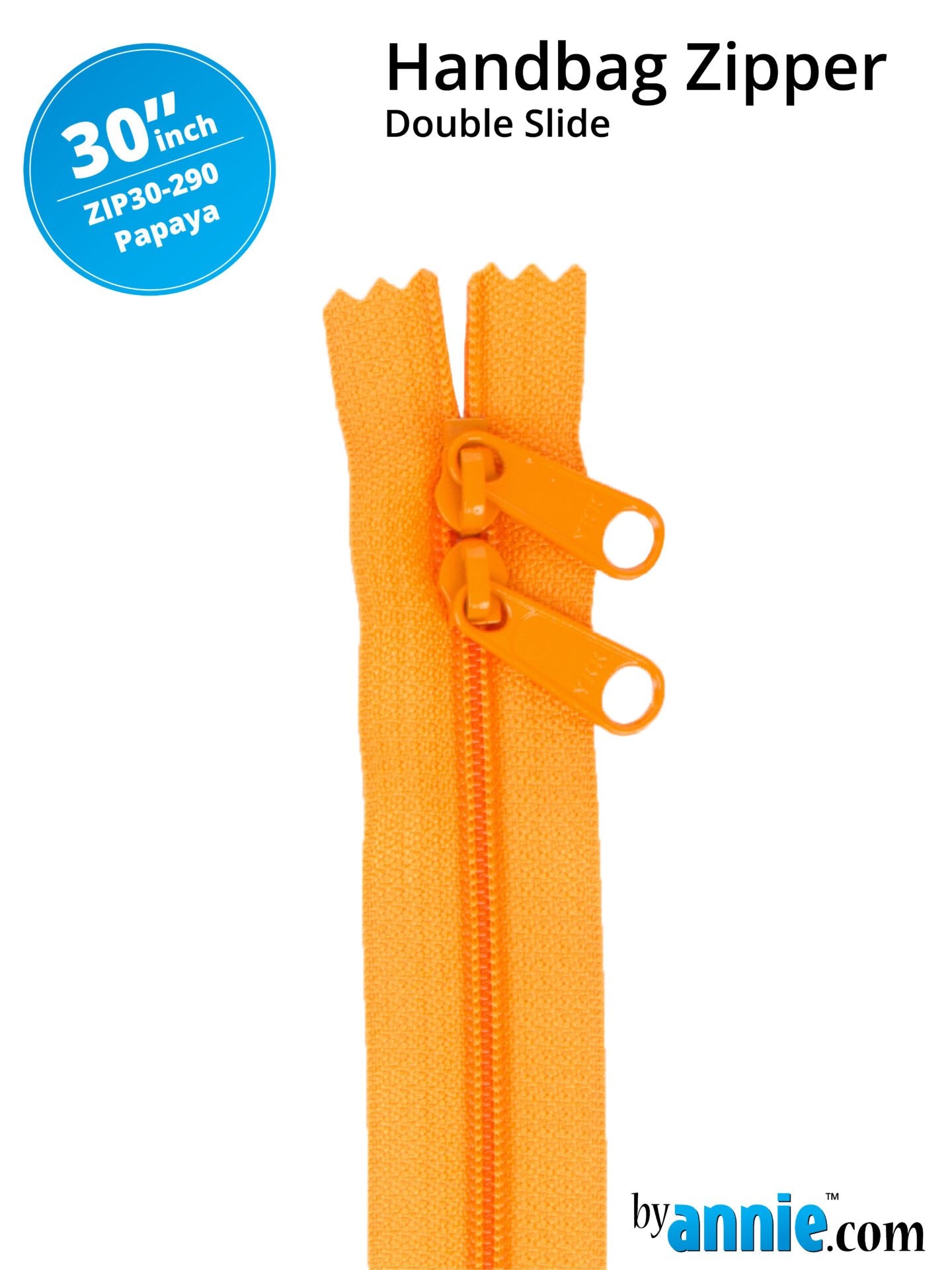 30" Handbag Zippers Double Slide - Papaya image 0