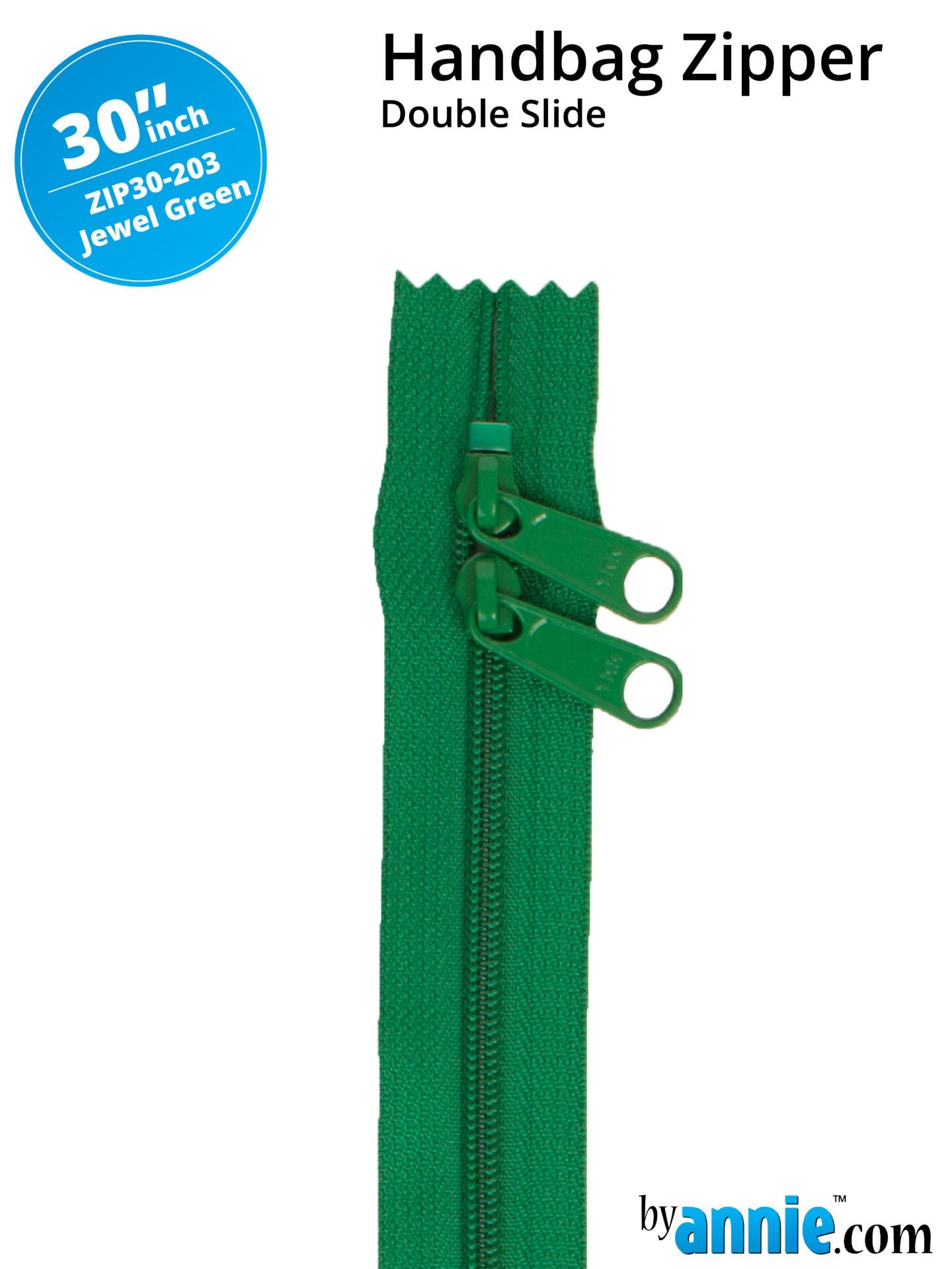 30" Handbag Zippers Double Slide - Jewel Green image 0