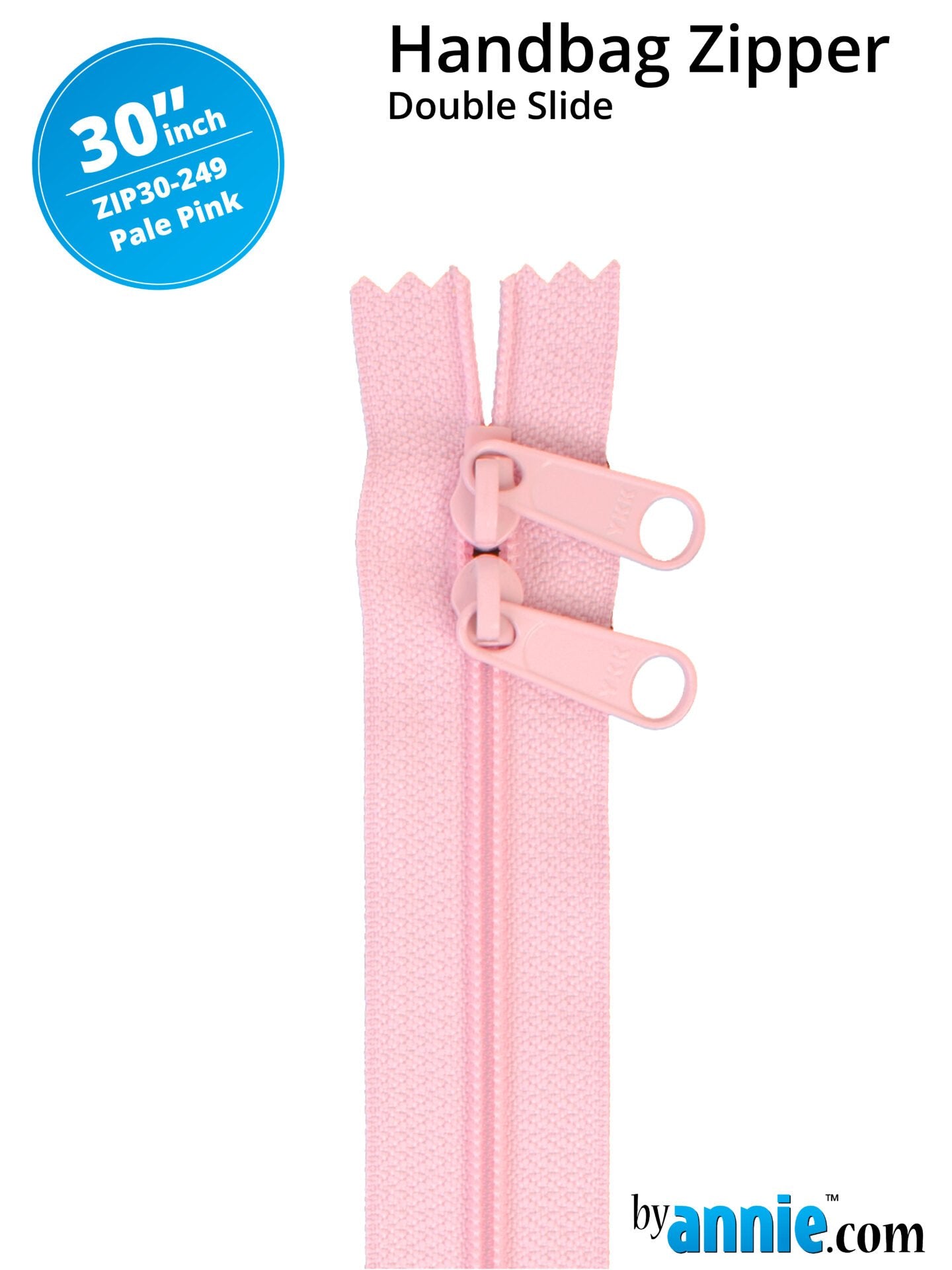 30" Handbag Zippers Double Slide - Pale Pink image 0