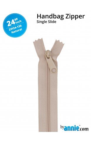 24" Handbag Zippers Single Slide From ByAnnie - Natural image