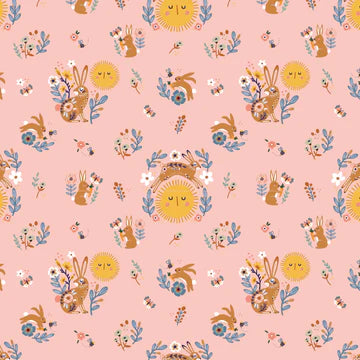 Hide and Seek by Poppie Cotton - Sunny Bunnies Pink image 0