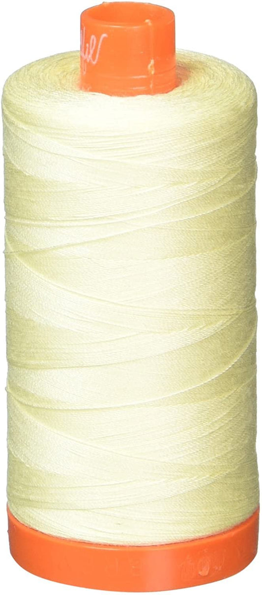 Aurifil 50Wt 100% Mako Cotton Thread Light Lemon image 0