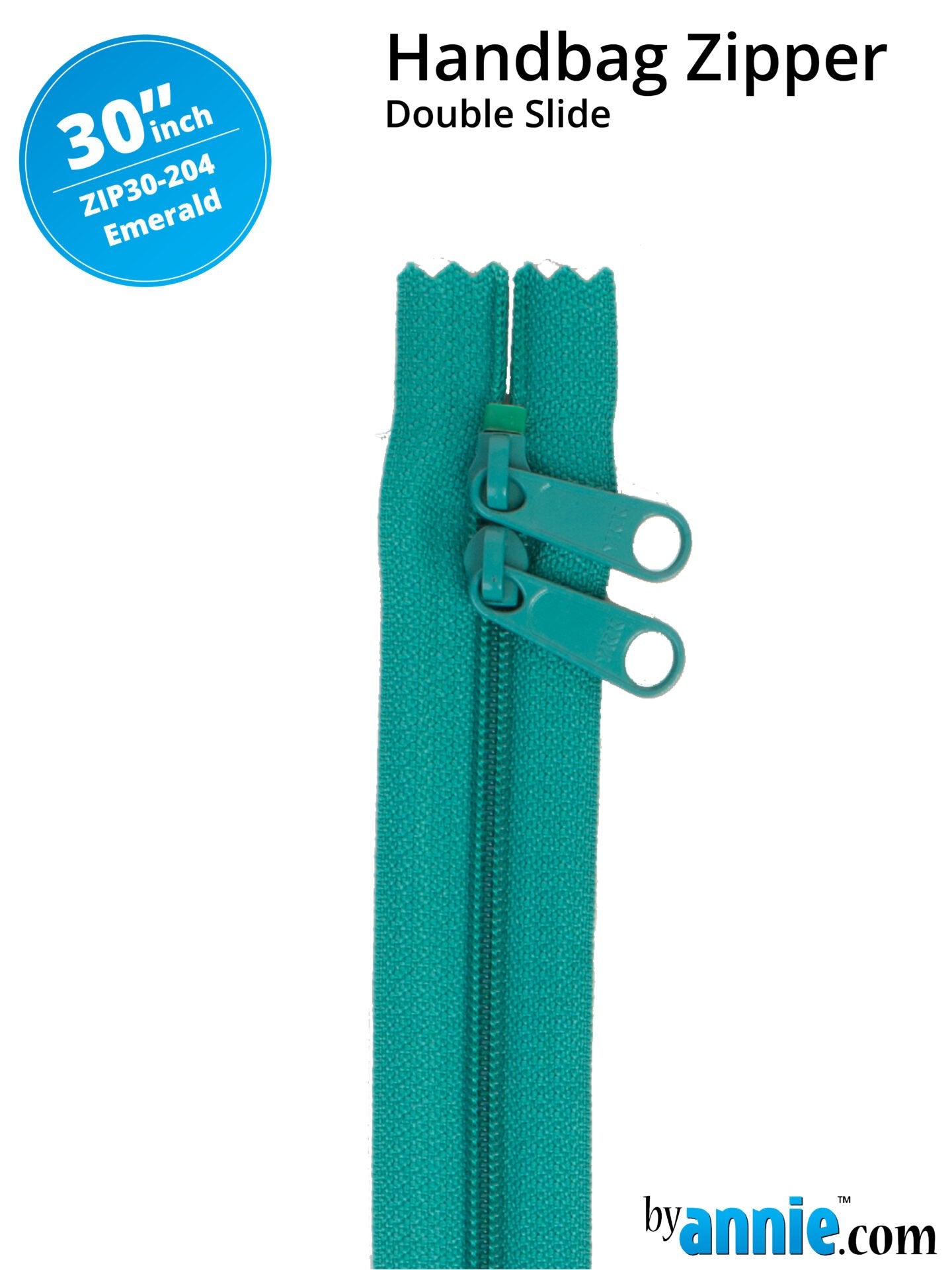 30" Handbag Zippers Double Slide - Emerald image 0