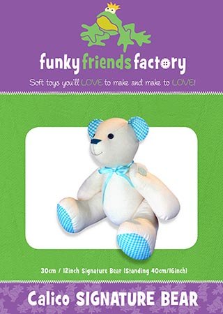 Signature Bear, Calico Teddy Bear- Funky Friends Factory Pattern image 0
