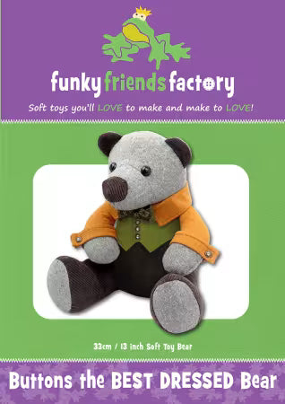 Buttons The Best Dressed Teddy Bear - Funky Friends Factory Pattern