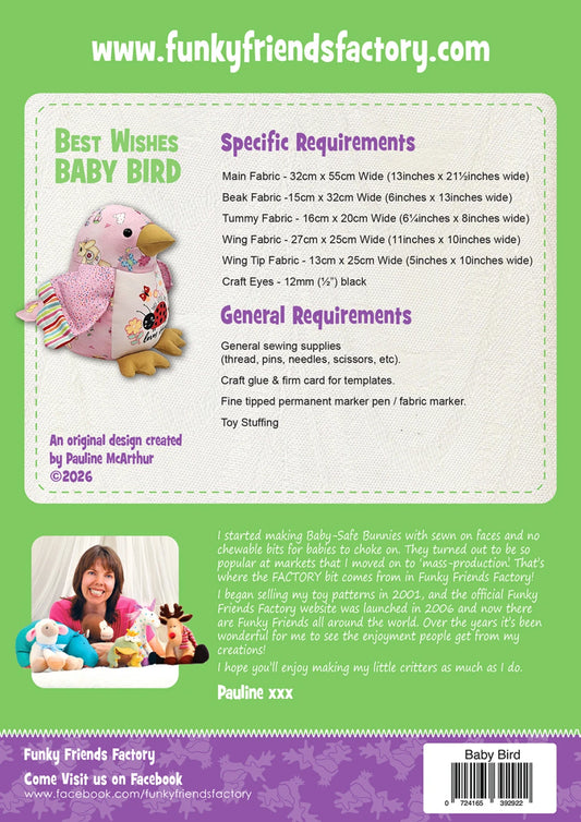 Best Wishes Baby Bird - Funky Friends Factory Pattern