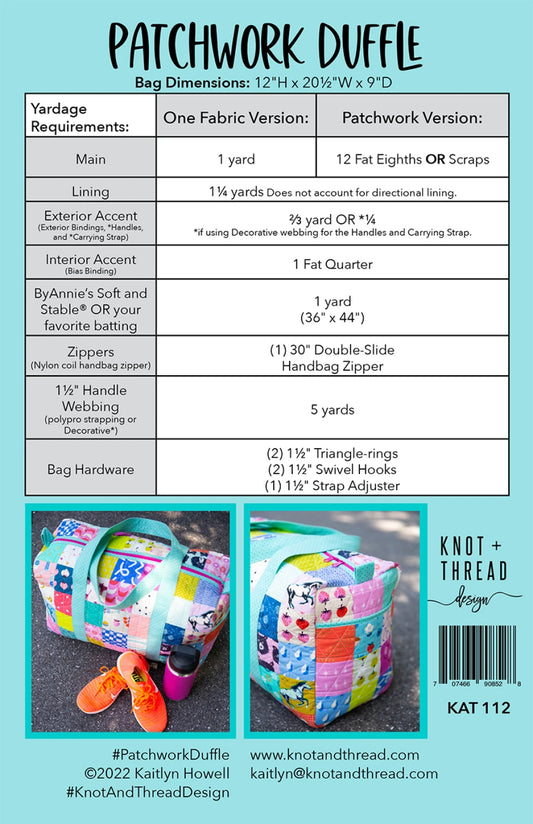 Patchwork Duffle Pattern by Knot & Thread