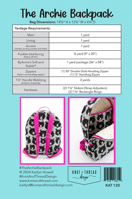 The Archie Backpack Pattern by Knot & Thread